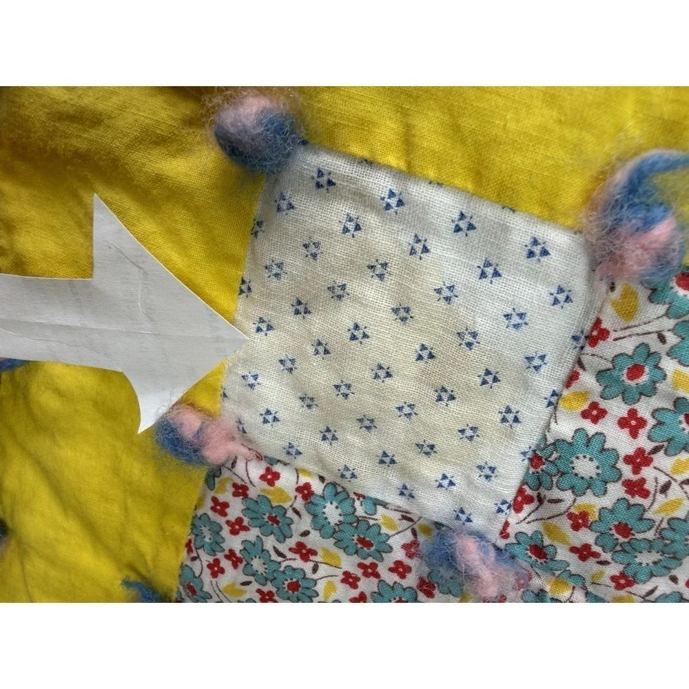 Handmade Plus Quilt Feed Sack Fabrics Hand Tied 72 x 87.5